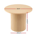 Artiss Round Coffee Table Fluted Wood 80cm