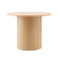 Artiss Round Coffee Table Fluted Wood 80cm