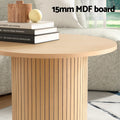 Artiss Round Coffee Table Fluted Wood 80cm