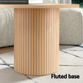 Artiss Round Coffee Table Fluted Wood 80cm