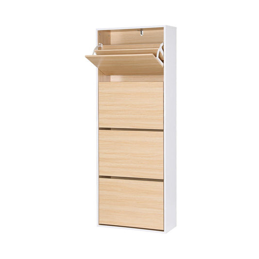 Artiss Shoe Rack Cabinet 24 Pairs Adjustable Shelf Pine