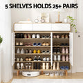 Artiss Shoe Rack Cabinet 25 Pairs Storage Cupboard Pine White