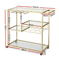 Artiss Bar Cart 102cm Gold Cocktail Wine Rack Glass Holder Trolley