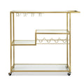 Artiss Bar Cart 102cm Gold Cocktail Wine Rack Glass Holder Trolley