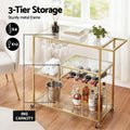 Artiss Bar Cart 102cm Gold Cocktail Wine Rack Glass Holder Trolley