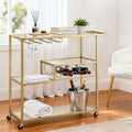 Artiss Bar Cart 102cm Gold Cocktail Wine Rack Glass Holder Trolley