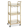 Artiss Kitchen Island Cart Trolley Rolling Serving Storage Wine Glass 43cm Gold