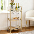 Artiss Kitchen Island Cart Trolley 43cm Gold Wine Glass Storage