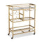 Artiss Bar Cart Wine Rack Trolley Glass Holder 3 Hooks 72cm Gold