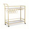 Artiss Bar Cart Drinks Trolley Serving Wine Rack Glass Holder Marble 85cm Gold