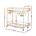 Artiss Bar Cart Drinks Trolley 85cm Marble Wine Rack Gold