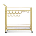 Artiss Bar Cart Drinks Trolley 85cm Marble Wine Rack Gold