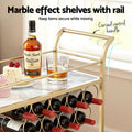 Artiss Bar Cart Drinks Trolley 85cm Marble Wine Rack Gold