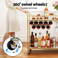 Artiss Bar Cart Drinks Trolley 85cm Marble Wine Rack Gold