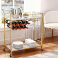 Artiss Bar Cart Drinks Trolley 85cm Marble Wine Rack Gold