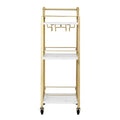 Artiss Bar Cart Trolley Kitchen Island Serving Wine Glass Holder Marble 41cm