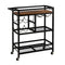 Artiss Bar Cart Drinks Trolley Serving Wine Rack Glass Holder 3 Hooks 72cm Black