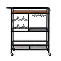 Artiss Bar Cart Drinks Trolley Serving Wine Rack Glass Holder 3 Hooks 72cm Black