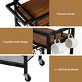 Artiss Bar Cart Drinks Trolley Serving Wine Rack Glass Holder 3 Hooks 72cm Black