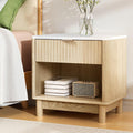 Artiss Bedside Table 1 Drawer Shelves Pine Nightstand