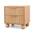 Artiss Rattan Bedside Table 2 Drawers Pine Wood