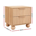 Artiss Rattan Bedside Table 2 Drawers Pine Wood
