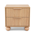 Artiss Rattan Bedside Table 2 Drawers Pine Wood