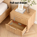 Artiss Rattan Bedside Table 2 Drawers Pine Wood