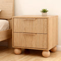 Artiss Rattan Bedside Table 2 Drawers Pine Wood