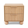 Artiss 2x Bedside Table Round Legs 2 Drawers Pine