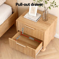Artiss 2x Bedside Table Round Legs 2 Drawers Pine