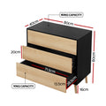 Artiss 3 Drawer Chest Dresser Black Pine 80cm