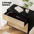 Artiss 3 Drawer Chest Dresser Black Pine 80cm