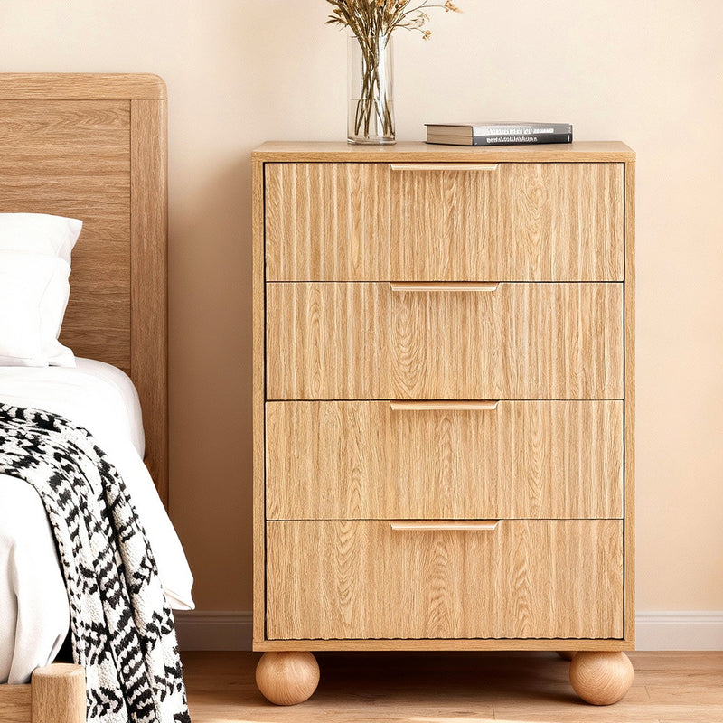 Artiss 4 Drawer Tallboy Chest Dresser Pine Wood