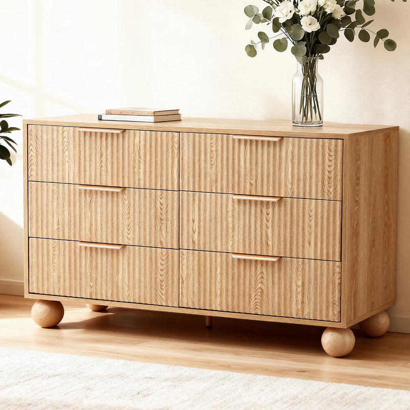 Artiss 6 Drawer Chest Tallboy Dresser Pine Wood