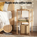 Artiss 2x Round End Table 2-Tier Coffee Table Wood