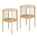 Artiss 2x Round End Table 2-Tier Coffee Table Wood