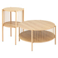Artiss 2-Tier Round Coffee Table Wood