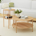 Artiss 2-Tier Round Coffee Table Wood