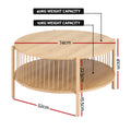 Artiss 2-Tier Round Coffee Table Wood