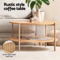 Artiss 2-Tier Round Coffee Table Wood