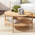 Artiss 2-Tier Round Coffee Table Wood