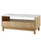 Artiss Coffee Table Marble Effect White Wood Drawer Shelf