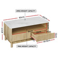 Artiss Coffee Table Marble Effect White Wood Drawer Shelf