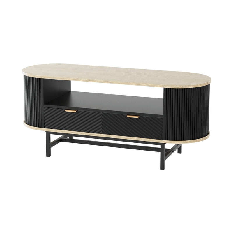 Artiss Coffee Table Drawer Shelf Wood Black