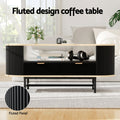 Artiss Coffee Table Drawer Shelf Wood Black