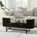 Artiss Coffee Table Drawer Shelf Wood Black