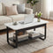 Artiss Coffee Table 2-Tier 80CM Marble Finish Shelf Black&White