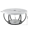 Artiss Coffee Table 2-Tier Marble Finish Round White&Black
