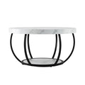 Artiss Coffee Table 2-Tier Marble Finish Round White&Black